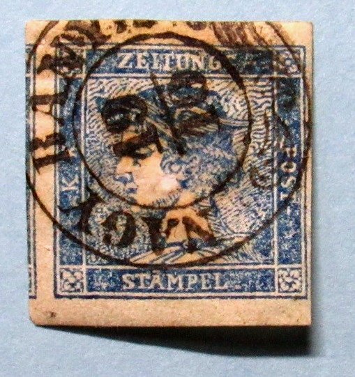 Austria 1851 mercury dark blue. Valuable collector's stamp